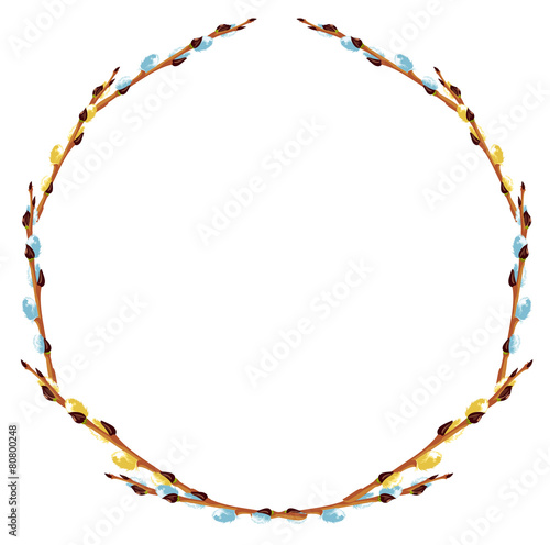 Round frame with blooming willows
