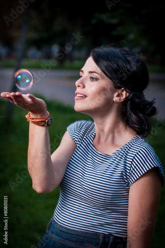 woman soap bubbles