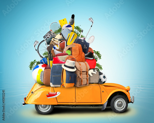 Vacation and travel, a huge pile of things for the holiday