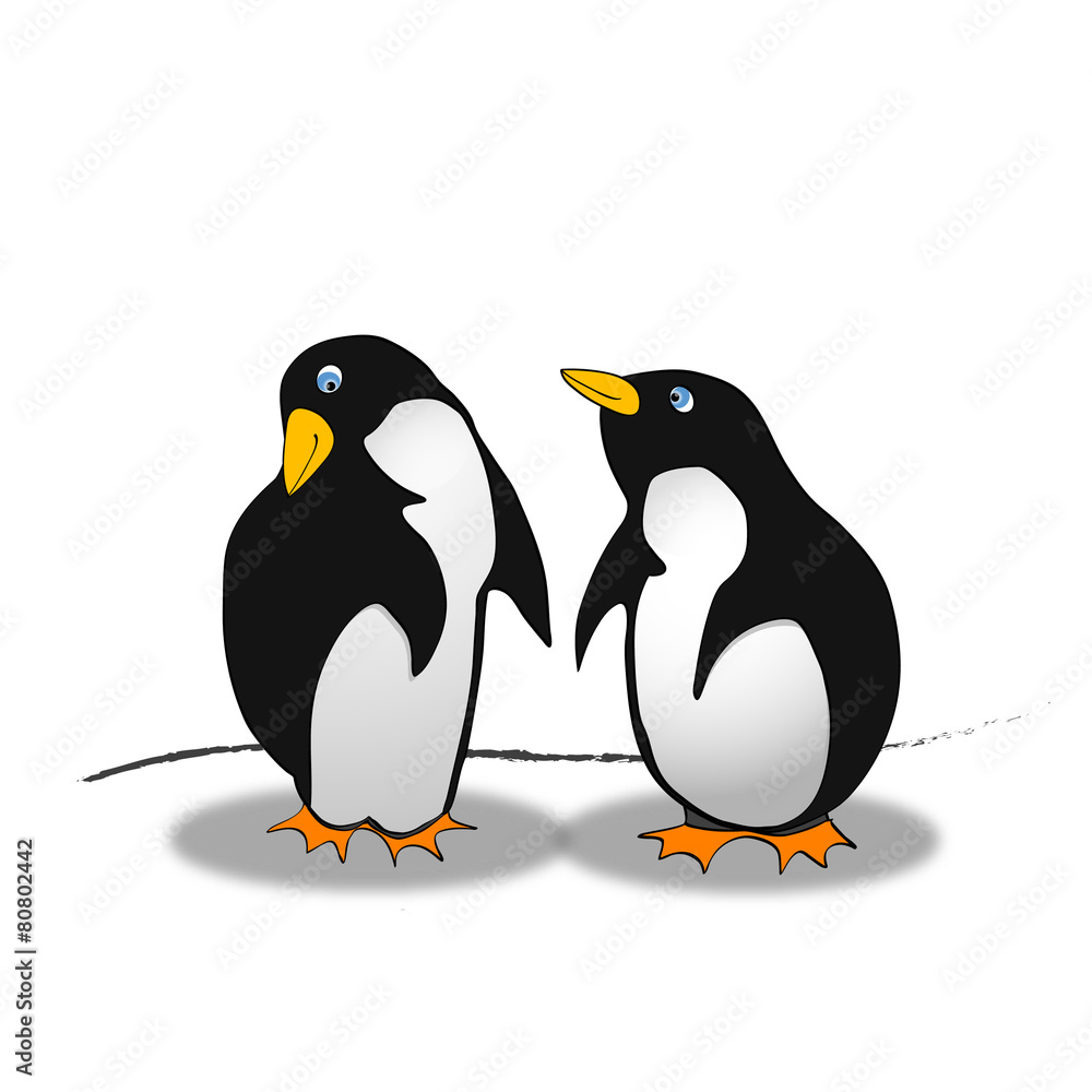 Naklejka premium little penguins - comic style