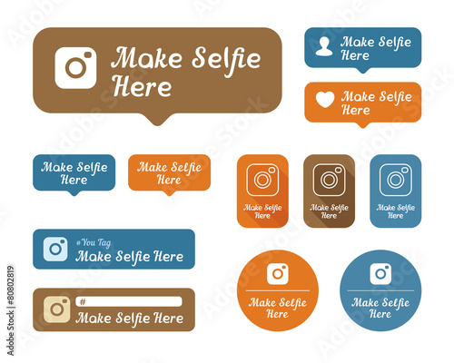 Make selfie here Icons and stickers set