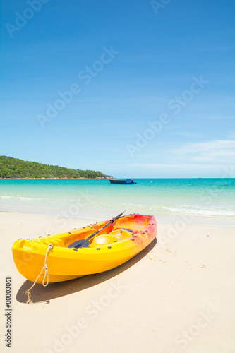 Yellow kayaks on the beach. Samet island,THAILAND