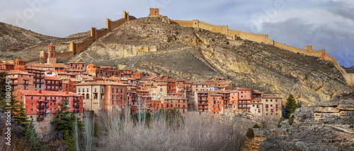 Albarracin panorama-medieval terracotte village in Aragon,Spain