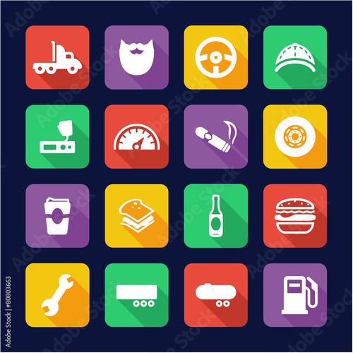 Truck Driver Icons Flat Design