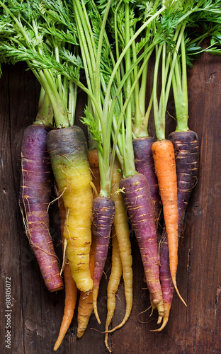 Fresh organic rainbow carrots
