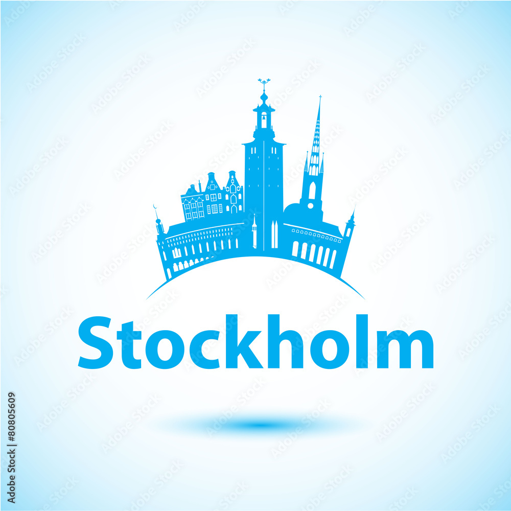 Vector silhouette of Stockholm, Sweden.