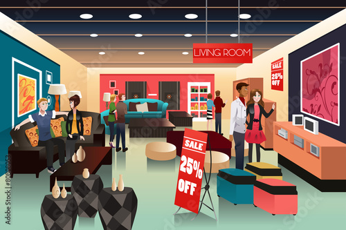 People shopping in a furniture store