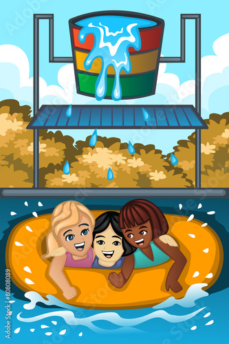 Children playing  in a waterpark