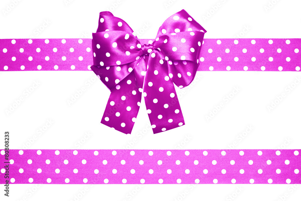 pink bow and ribbon with white polka dots made from silk pink bow and ribbon with white polka dots made from silk