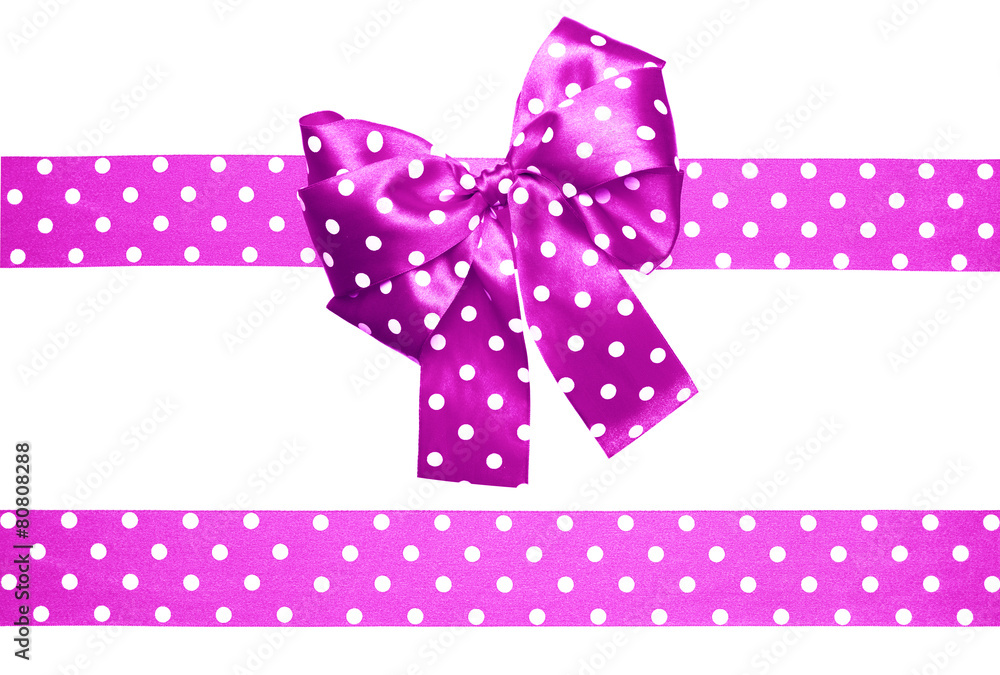 pink bow and ribbon with white polka dots made from silk pink bow and ribbon with white polka dots made from silk