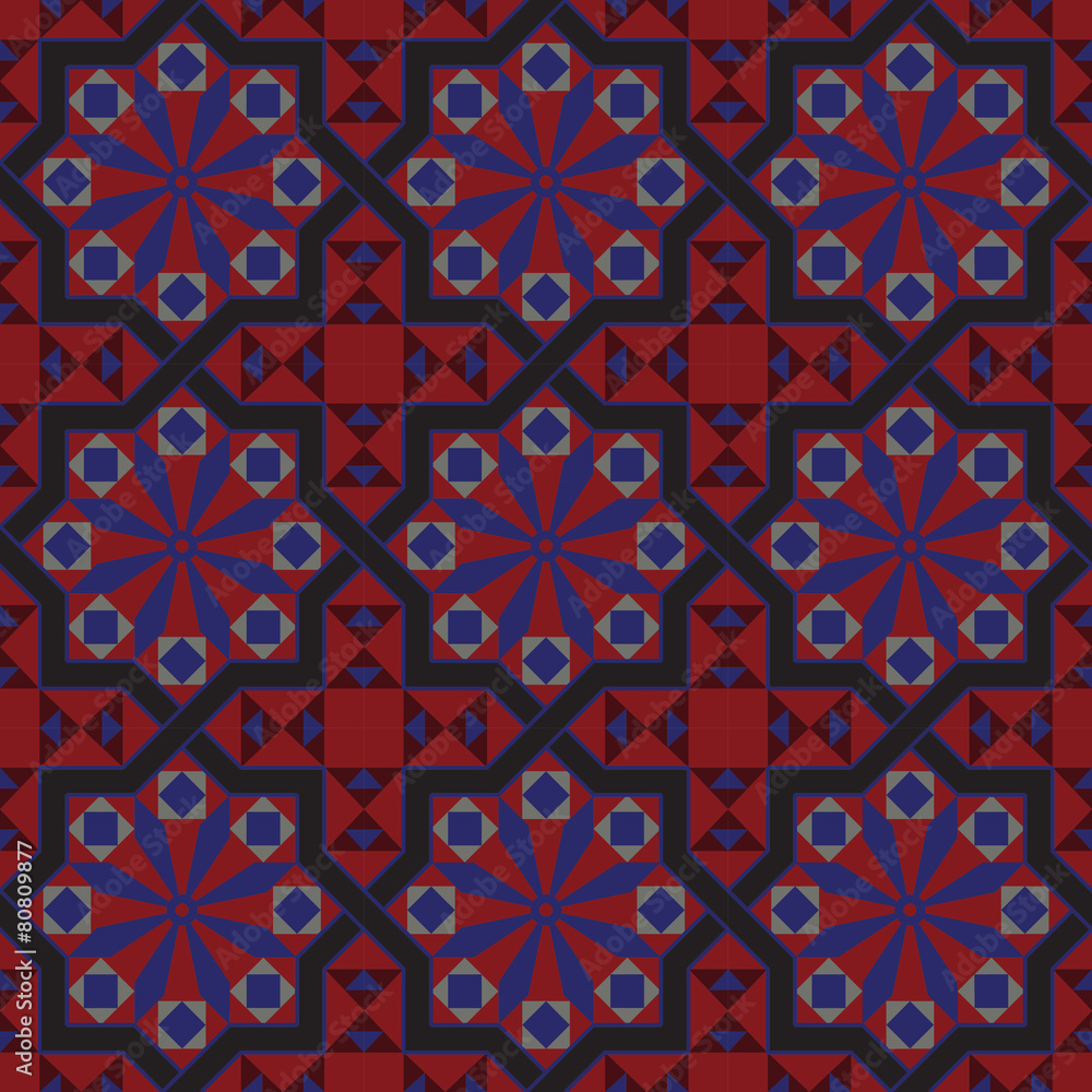 Seamless vintage tile pattern  black and red