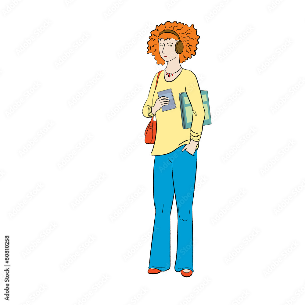Young ginger student girl with books Young ginger student girl with books