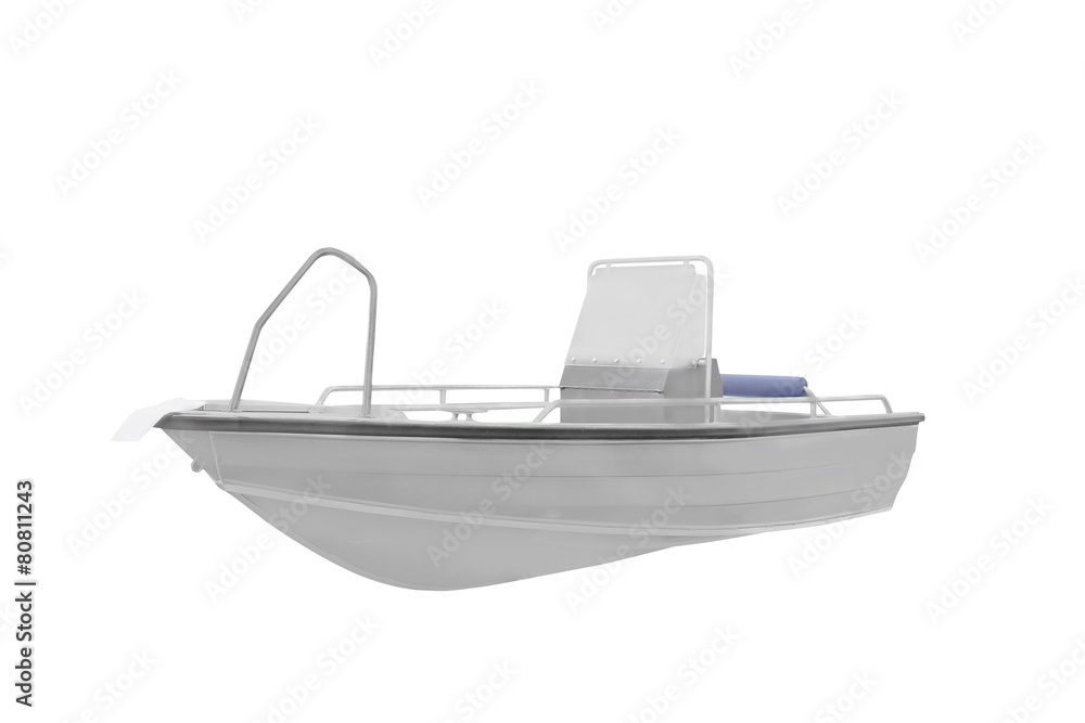 The image of a motor boat under the white background The image of a motor boat under the white background