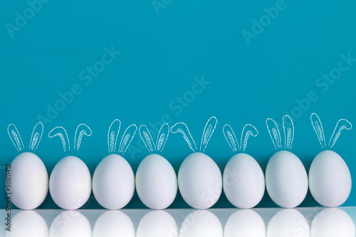 White eggs with Easter Bunny ears