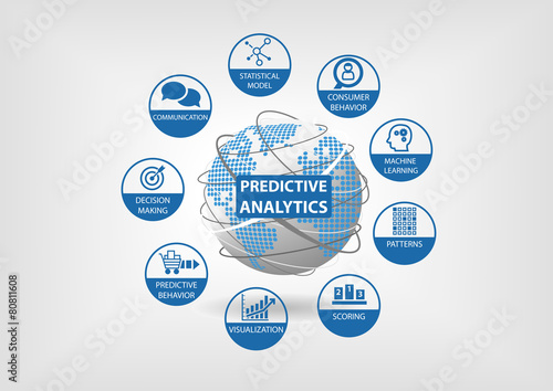 Predictive web and data analytics vector icons