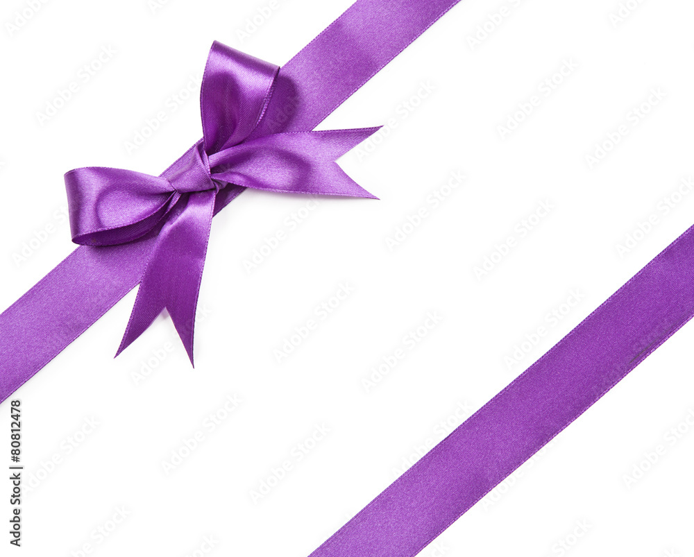 Violet bow isolated on white background Violet bow isolated on white background