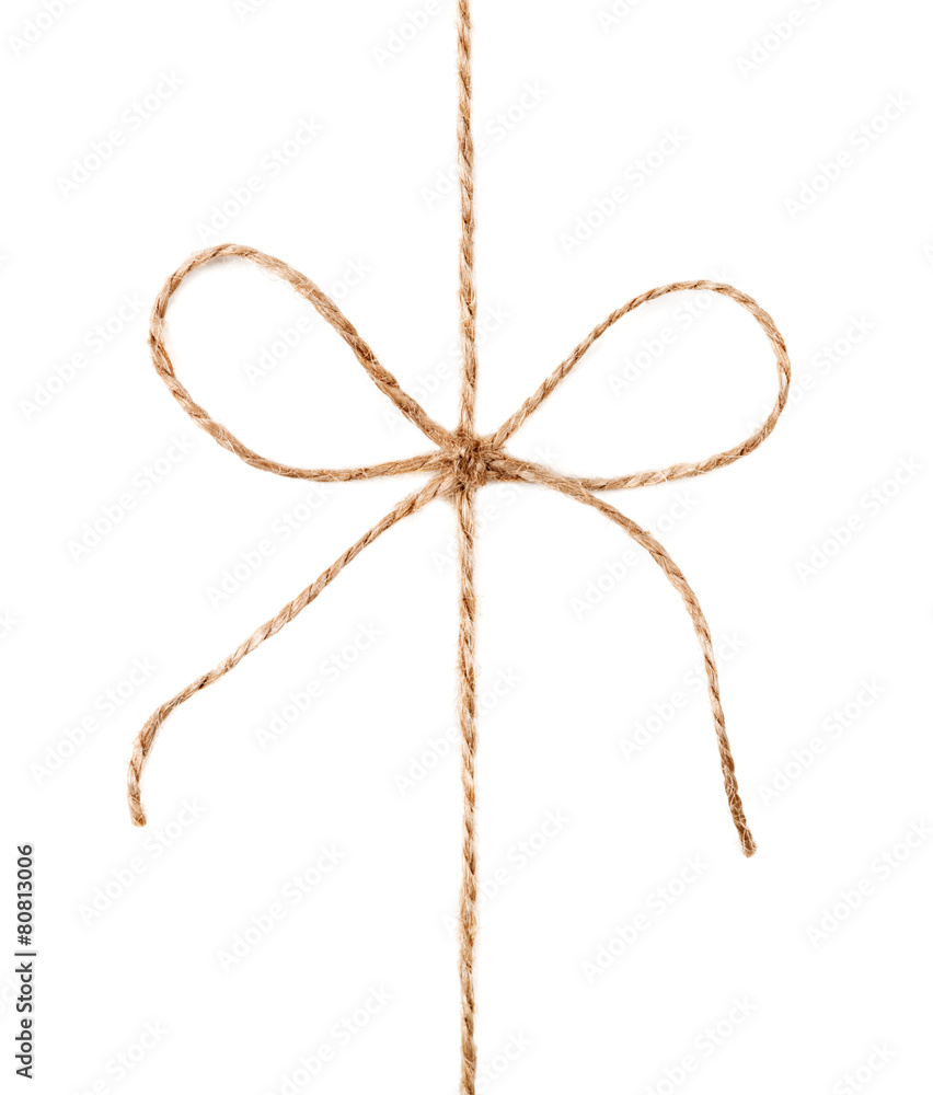 String and bow isolated on white background