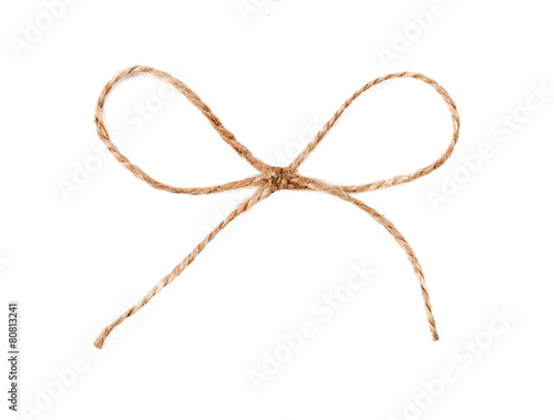 Twine string tied in a bow isolated