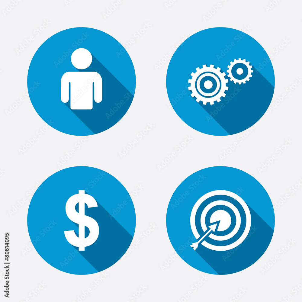 Business signs. Human and aim targer with arrow. Business signs. Human and aim targer with arrow.