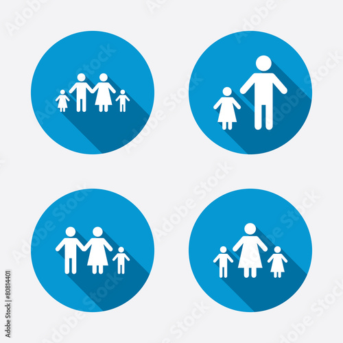 Family with two children sign. Parents and kids. © blankstock