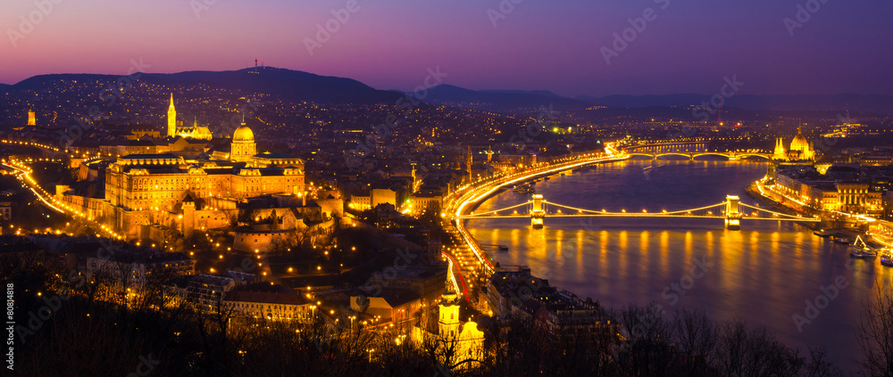 Budapest castle at night, Hungary, Europe