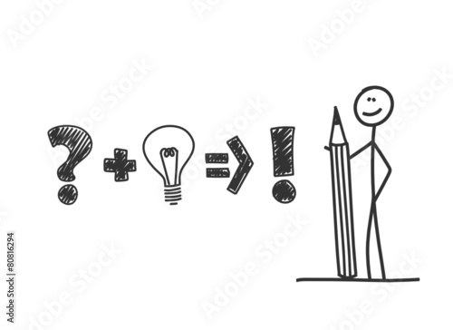sm mit bleistift frage idee antwort I