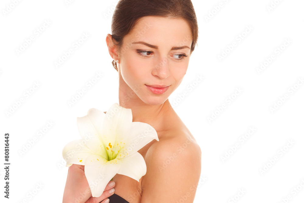 Beautiful face of young adult woman with clean fresh skin - isol Beautiful face of young adult woman with clean fresh skin - isol