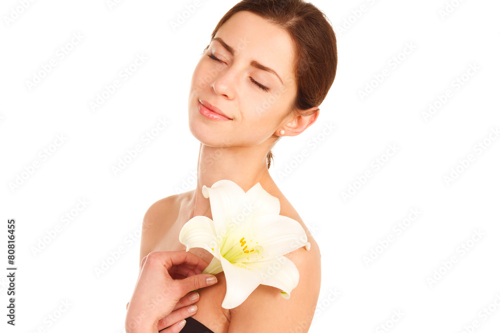 Beautiful face of young adult woman with clean fresh skin - isol Beautiful face of young adult woman with clean fresh skin - isol