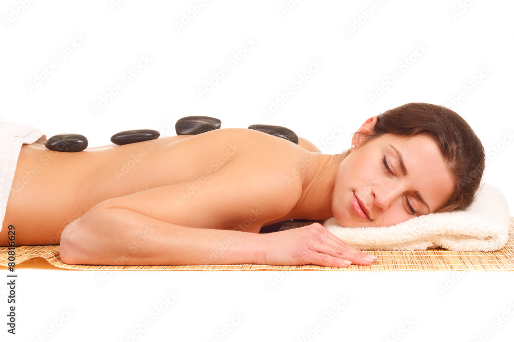 picture of woman in spa salon with hot stones.. picture of woman in spa salon with hot stones..