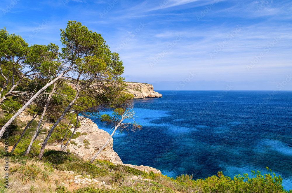 View of beautiful Cala des Moro bay, Majorca island, Spain