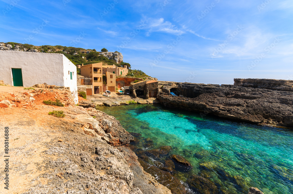 View of Cala S'Almunia bay on coast of Majorca island, Spain