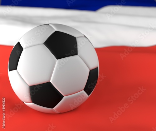 Soccer ball on France blurred corrugated flag 3d illustration