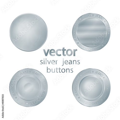 vector set of classic jeans silver sewing buttons