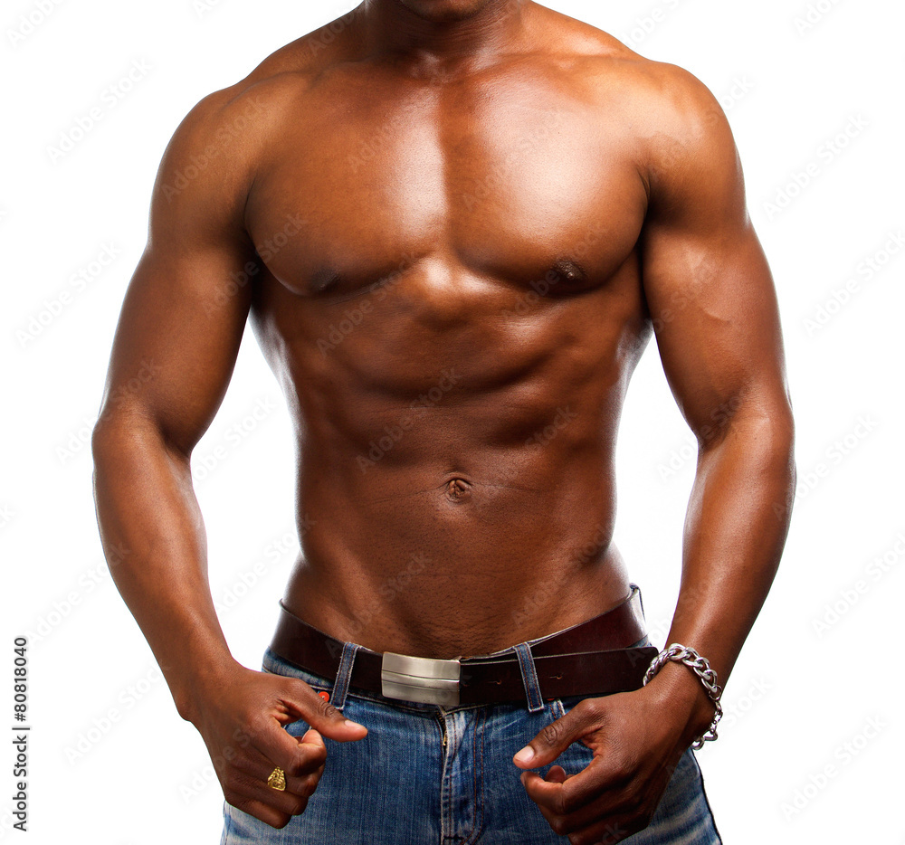 Muscular african american shirtless man