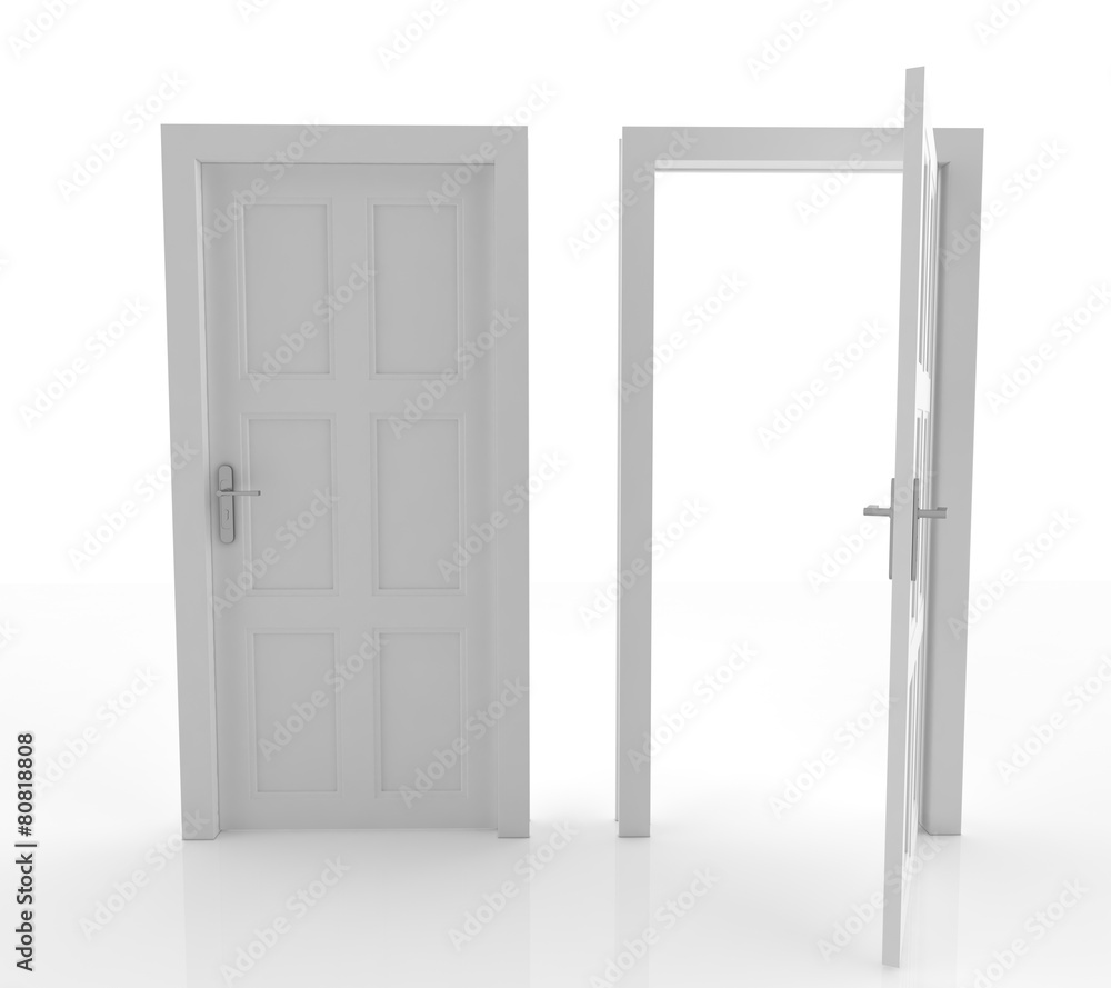 Closed and Open Doors Isolated Closed and Open Doors Isolated
