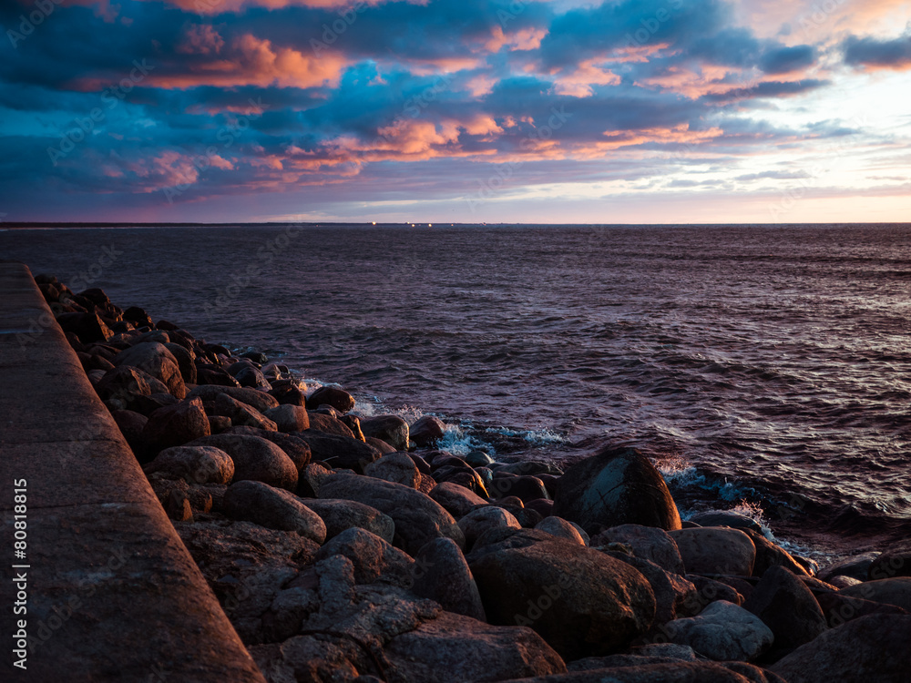 Sunset on the coast of Riga Gulf Sunset on the coast of Riga Gulf