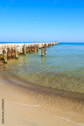Beautiful beach in Ustka seaside town, Baltic Sea, Poland #80819228