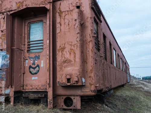 Old rusty train out of order