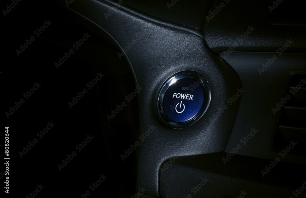 Car start button close up