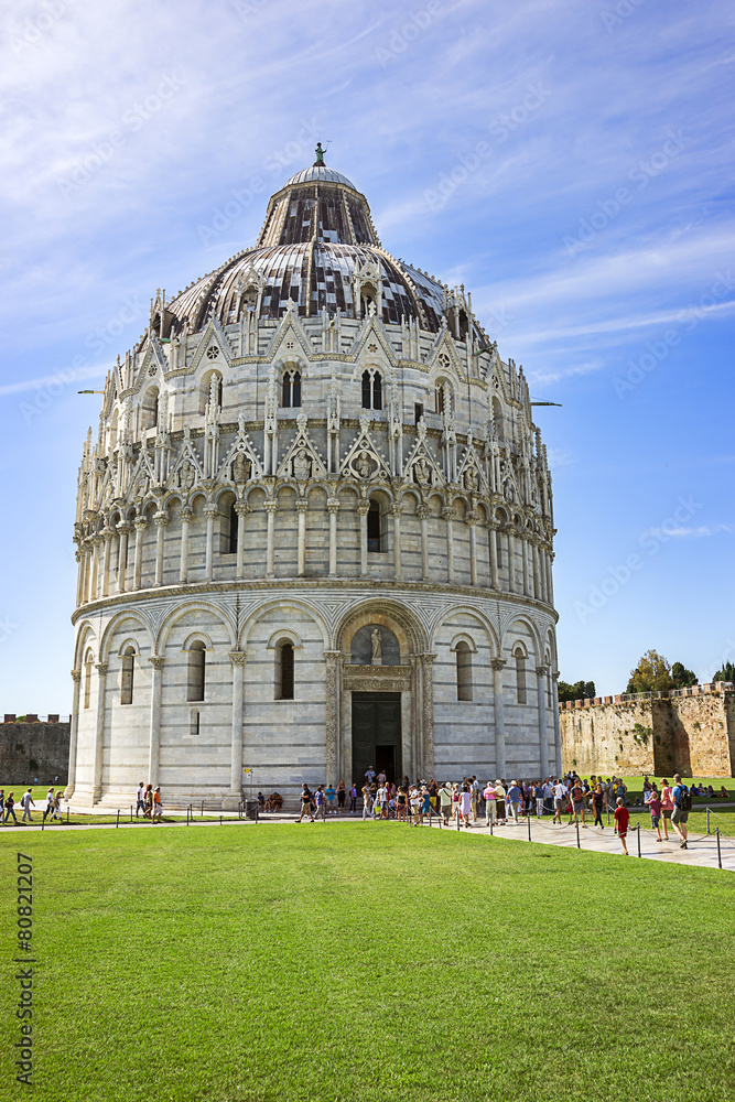 Pisa Baptistery in Italy in summer