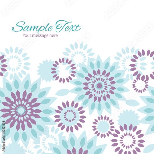 Vector purple and blue floral abstract horizontal frame seamless