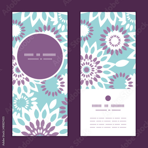 Vector purple and blue floral abstract vertical round frame