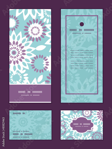 Vector purple and blue floral abstract vertical frame pattern