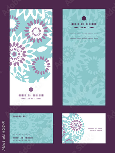Vector purple and blue floral abstract vertical frame pattern
