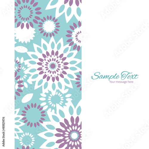 Vector purple and blue floral abstract vertical frame seamless