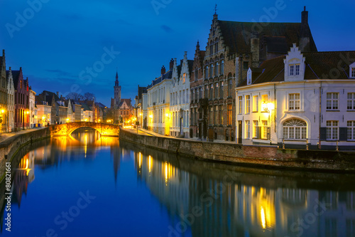 Jan Van Eyck Square and Canal Spiegel in Bruges, Belgium