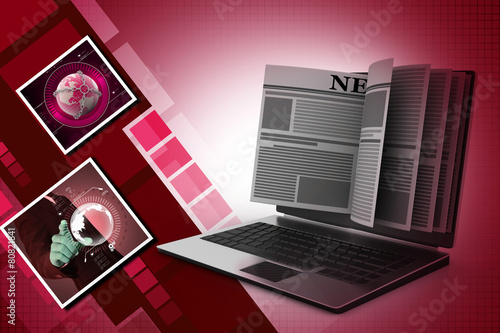 Photography News through a laptop screen concept for online news