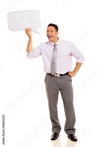 mid age man screaming in speech bubble