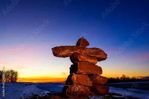 PEI Sandstone Inukshuk at sunset