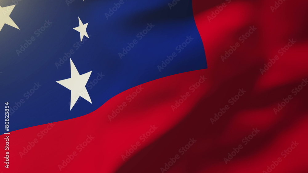 Samoa flag waving in the wind. Looping sun rises style Samoa flag waving in the wind. Looping sun rises style
